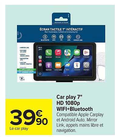 Car play 7" HD 1080p WIFI+Bluetooth