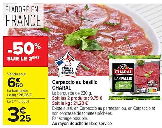 Carpaccio au basilic CHARAL