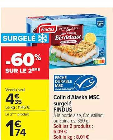 Colin d'Alaska MSC surgelé FINDUS
