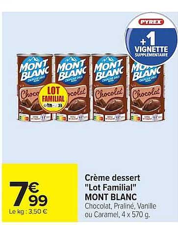 Crème dessert "Lot Familial" MONT BLANC