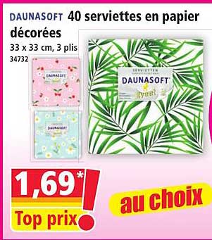DAUNASOFT 40 serviettes en papier décorées