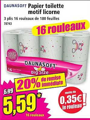 DAUNASOFT Papier toilette motif licorne