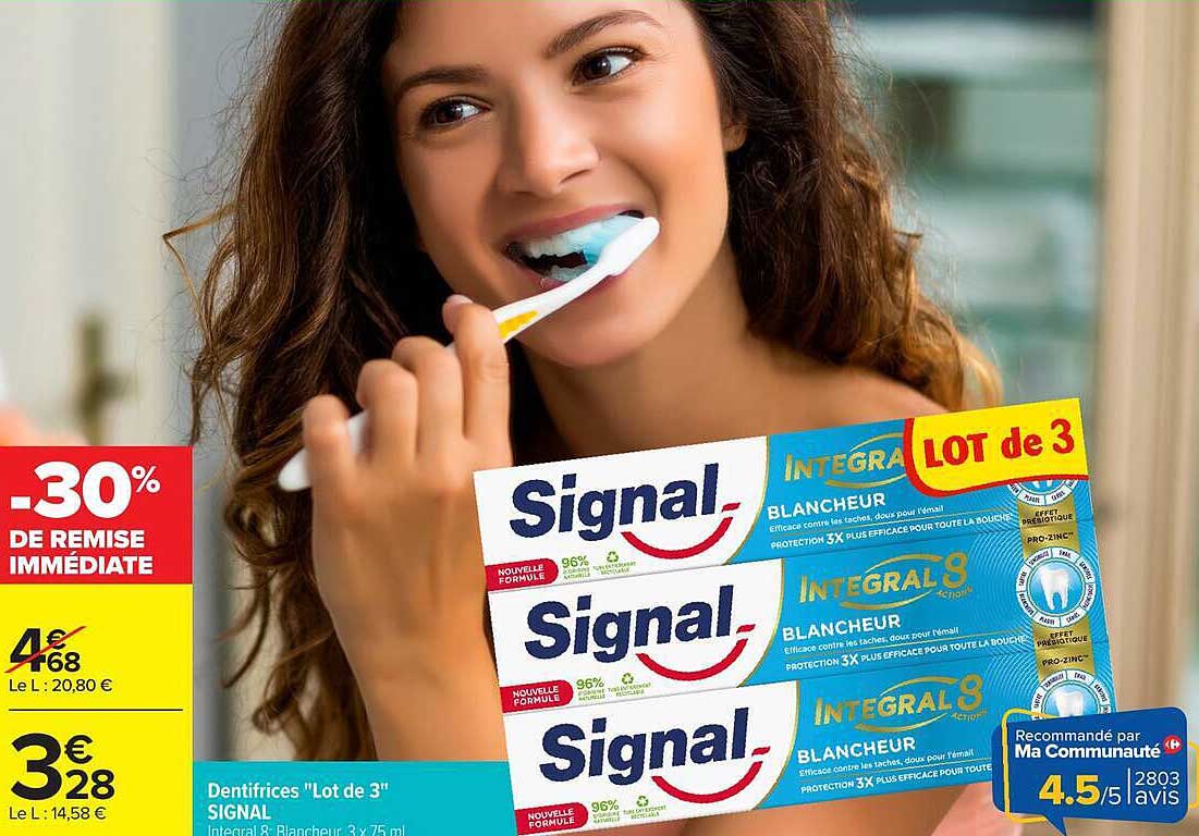 Dentifrices "Lot de 3" SIGNAL Integral 8 Blanchur