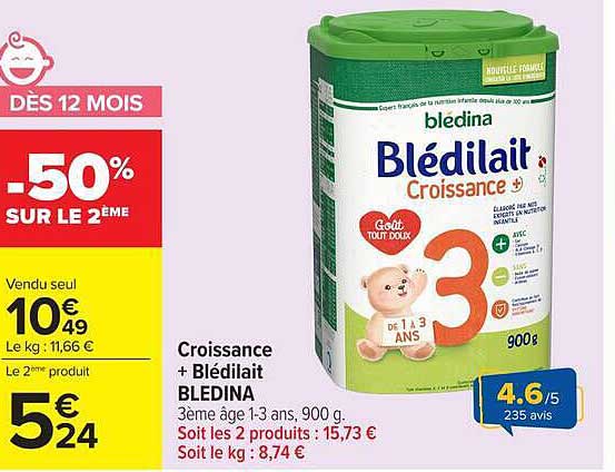 DÈS 12 MOIS -50% SUR LE 2ÈME