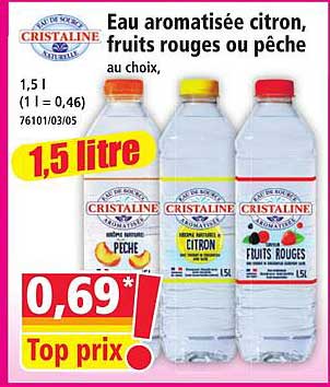 Eau aromatisée citron, fruits rouges ou pêche au choix