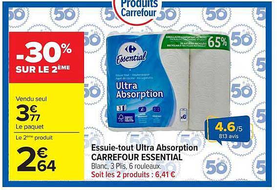Essuie-tout Ultra Absorption CARREFOUR ESSENTIAL