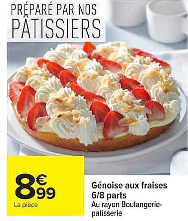 Génoise aux fraises 6/8 parts