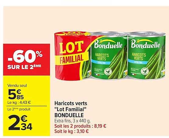 Haricots verts "Lot Familial" BONDUELLE