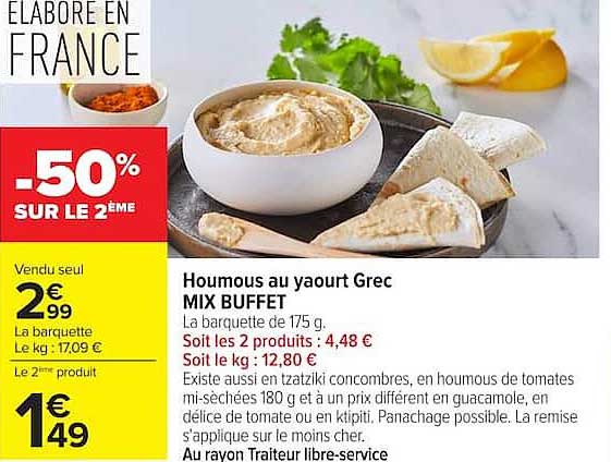 Houmous au yaourt Grec MIX BUFFET