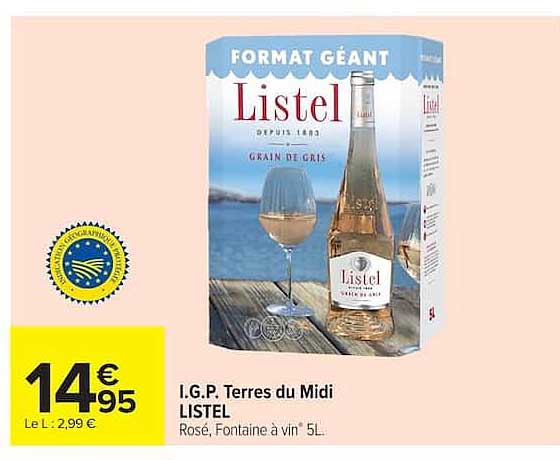 I.G.P. Terres du Midi LISTEL Rosé, Fontaine à vin 5L