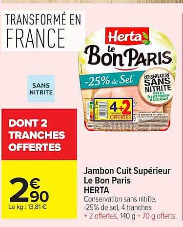Jambon Cuit Supérieur Le Bon Paris HERTA