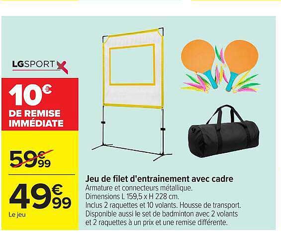 Jeu de filet d'entraînement avec cadre