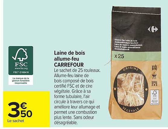 Laine de bois allume-feu CARREFOUR