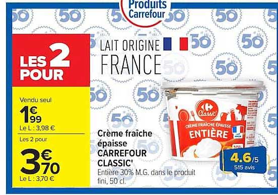Lait origine France Carrefour Classic'