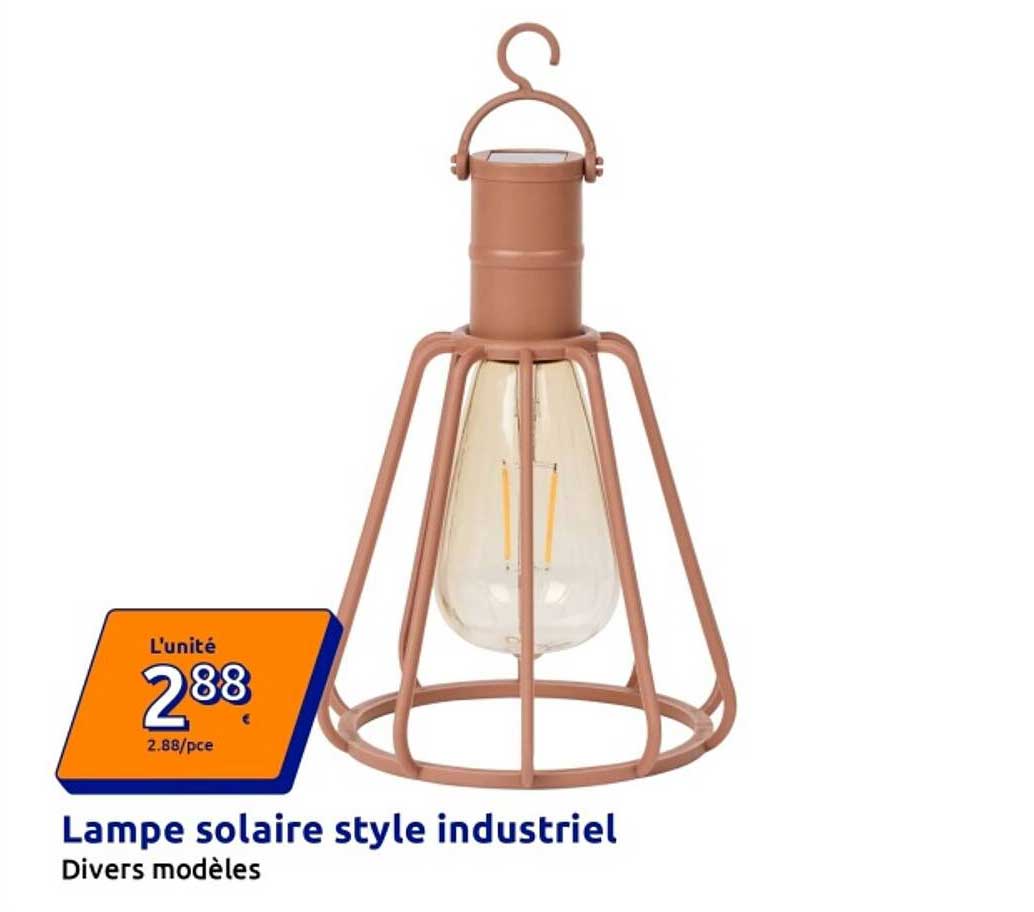 Lampe solaire style industriel