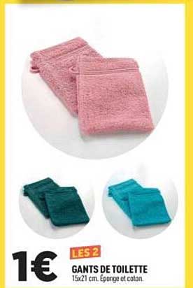 LES 2 GANTS DE TOILETTE 15x21 cm. 420g/m2. 100% coton.