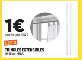 LES 2 TRINGLES EXTENSIBLES 40-60 cm. Métal.