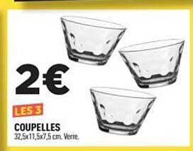LES 3 COUPELLES 32,5x11,5x7,5 cm. Verre.