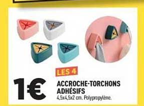 LES 4 ACCROCHE-TORCHONS ADHÉSIFS
