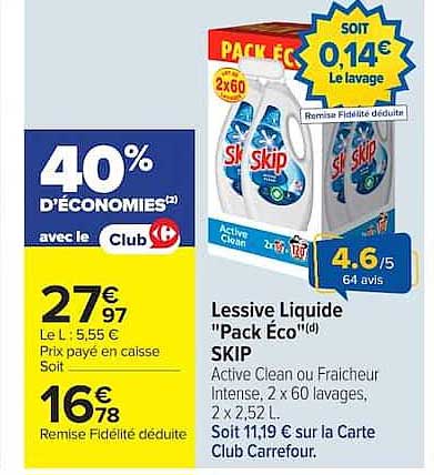 Lessive Liquide "Pack Éco" SKIP