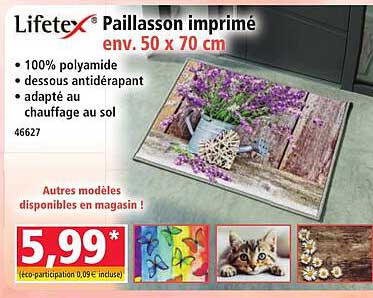 Lifetex® Paillasson imprimé env. 50 x 70 cm