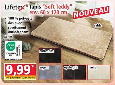 Lifetex Tapis “Soft Teddy” env. 60 x 120 cm