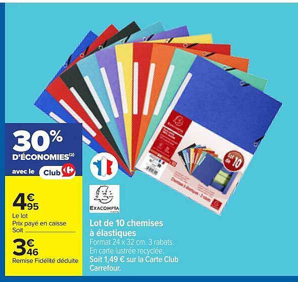 Lot de 10 chemises à élastiques