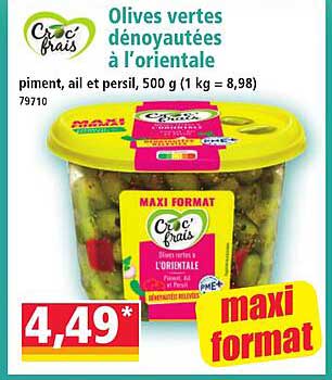 Olives vertes dénoyautées à l’orientale