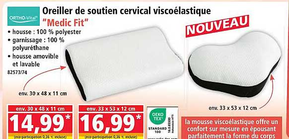 Oreiller de soutien cervical viscoélastique "Medic Fit"