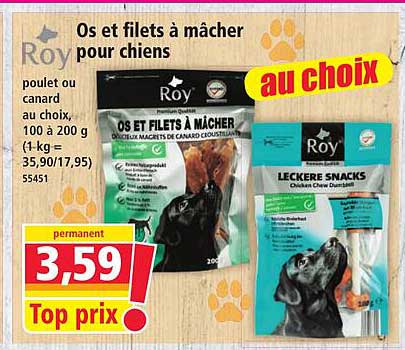 Os et filets à mâcher pour chiens