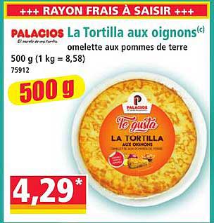 PALACIOS La Tortilla aux oignons ou omelette aux pommes de terre