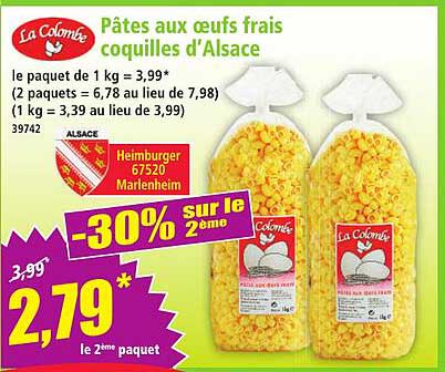 Pâtes aux œufs frais coquilles d'Alsace