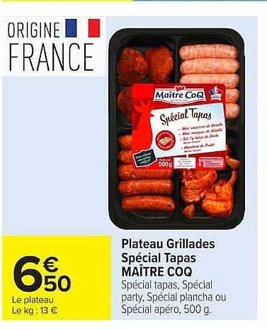 Plateau Grillades Spécial Tapas MAÎTRE COQ