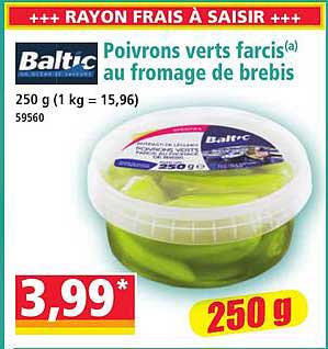 Poivrons verts farcis(a) au fromage de brebis
