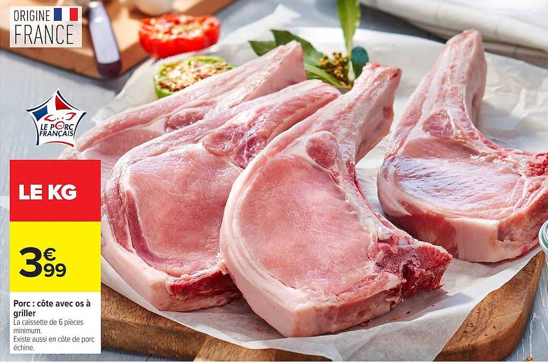 Porc : côte avec os à griller