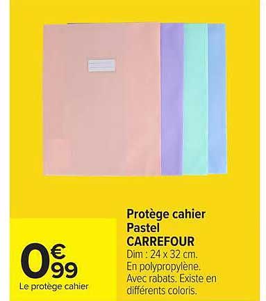 Protège cahier Pastel CARREFOUR