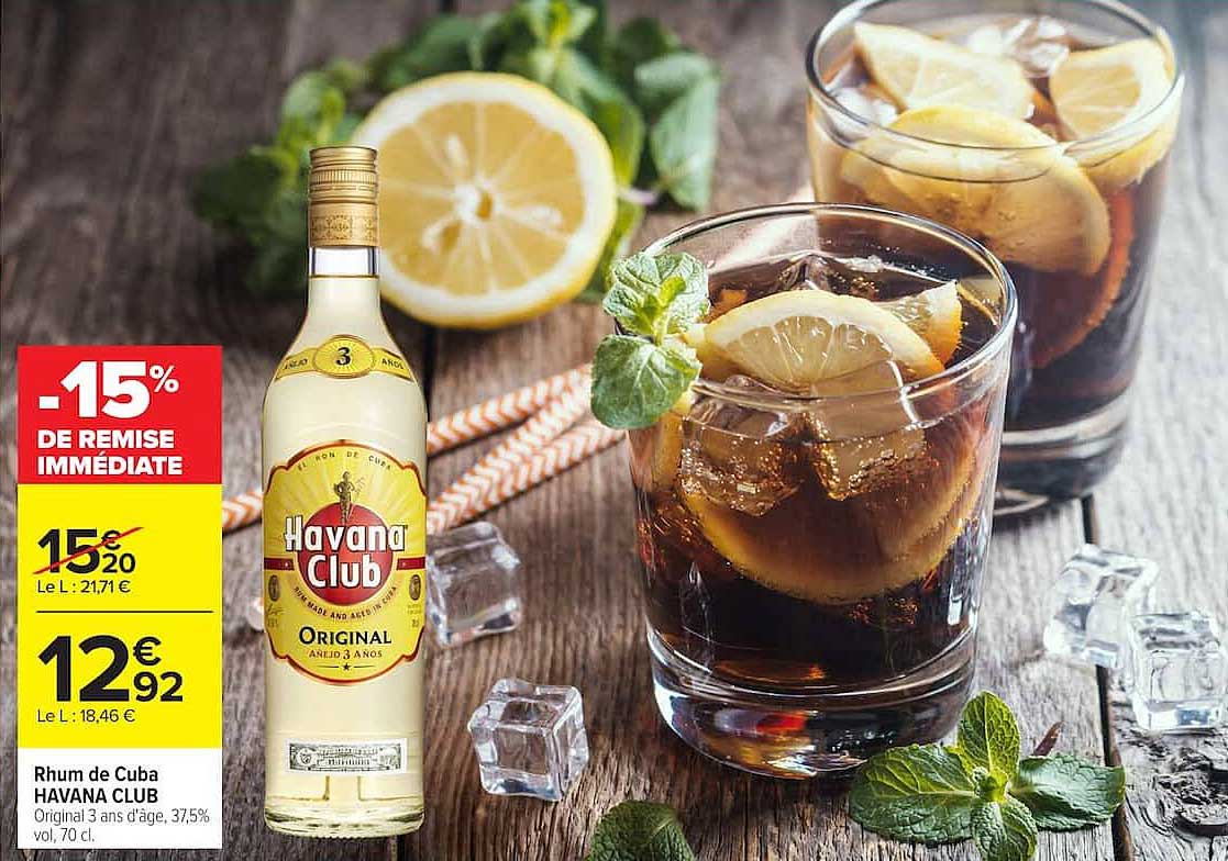 Rhum de Cuba HAVANA CLUB Original 3 ans d'âge, 37,5% vol, 70 cl