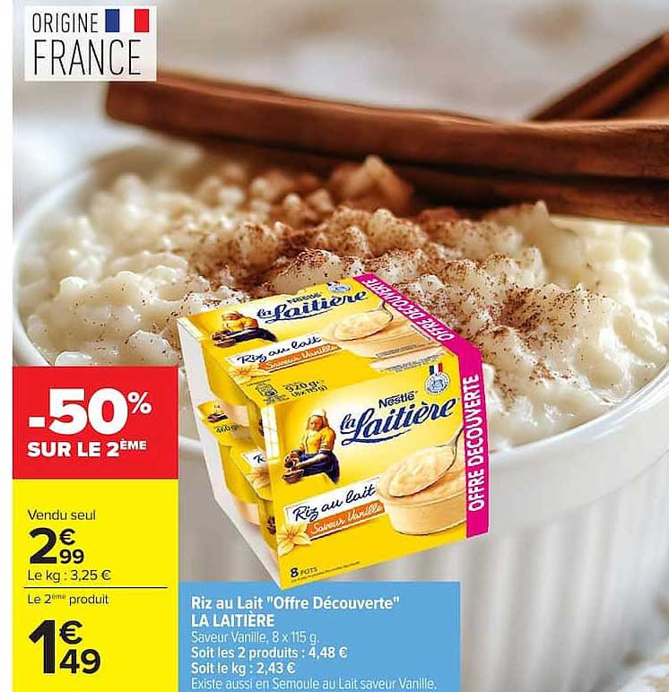 Riz au Lait "Offre Découverte" LA LAITIÈRE