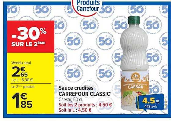 Sauce crudités CARREFOUR CLASSIC' Caesar, 50 cl