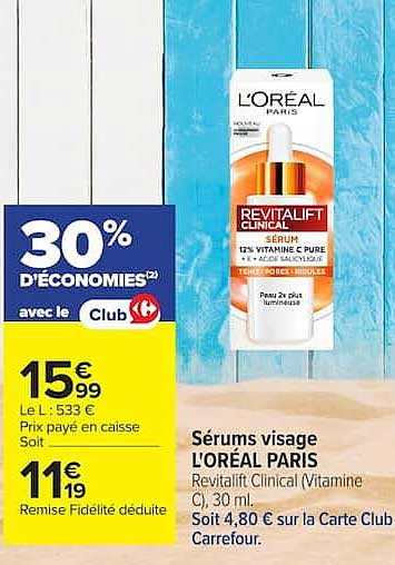 Sérums visage L'ORÉAL PARIS Revitalift Clinical (Vitamine C), 30 ml