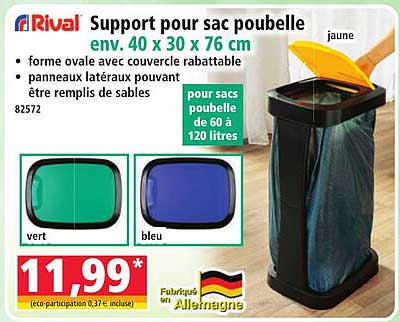 Support pour sac poubelle env. 40 x 30 x 76 cm