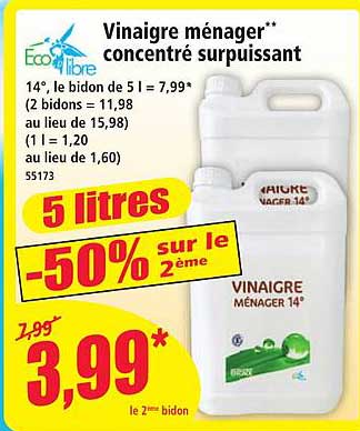 Vinaigre ménager** concentré surpuissant