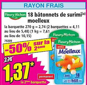 18 bâtonnets de surimi(a) moelleux