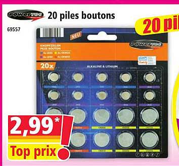20 piles boutons