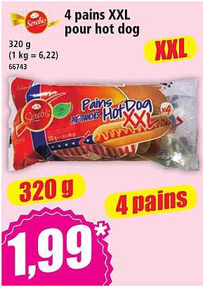 4 pains XXL pour hot dog