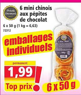 6 mini chinois aux pépites de chocolat
