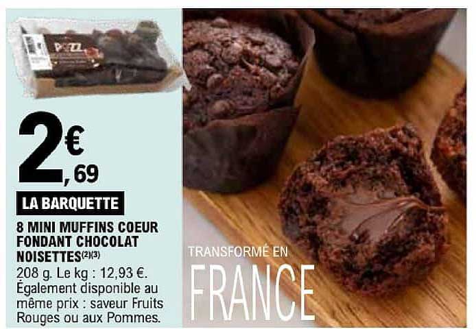 8 MINI MUFFINS COEUR FONDANT CHOCOLAT NOISETTES