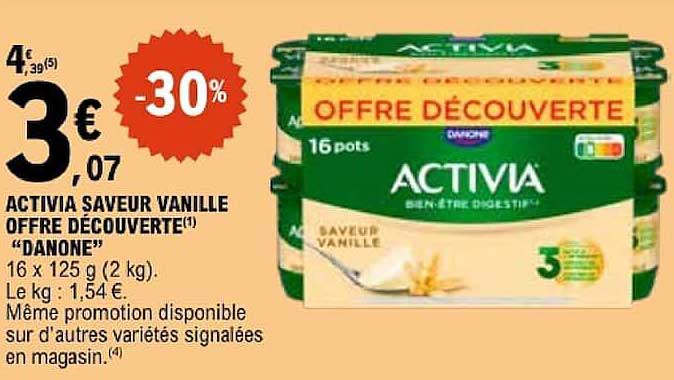 ACTIVIA SAVEUR VANILLE OFFRE DÉCOUVERTE "DANONE"
