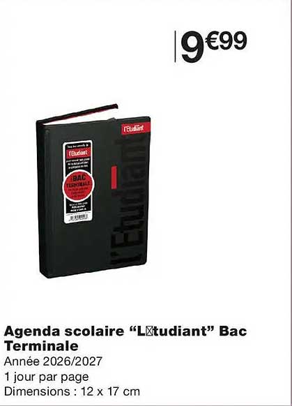 Agenda scolaire “L’Étudiant” Bac Terminale