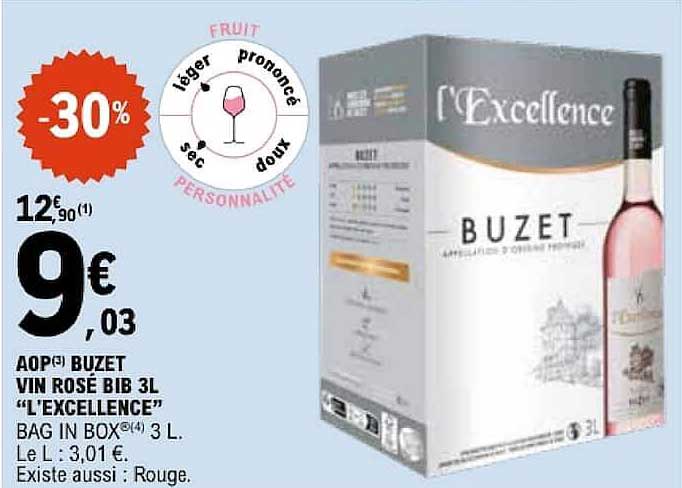 AOP BUZET VIN ROSÉ BIB 3L “L'EXCELLENCE” BAG IN BOX 3 L.
